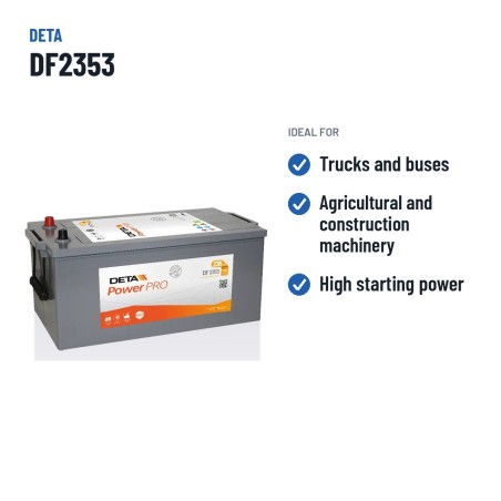 Batteria camion Deta DF2353 12V 235Ah 1300A – usi consigliati