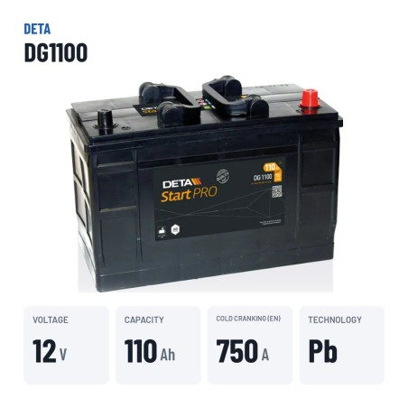Batterie camion Deta DG1100 12V 110Ah 750A – caractéristiques clés