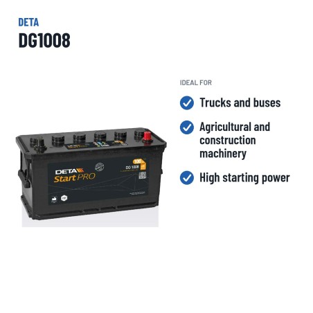 LKW-Batterie Deta DG1008 12V 100Ah 680A – empfohlene Einsatzbereiche