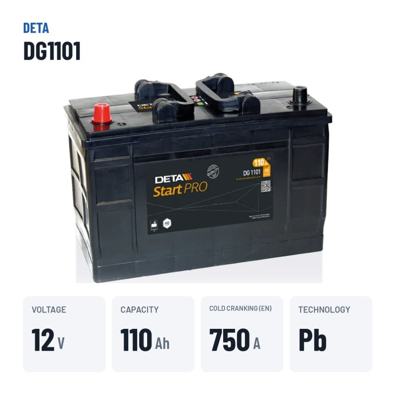 Batteria camion Deta DG1101 12V 110Ah 750A – dati principali
