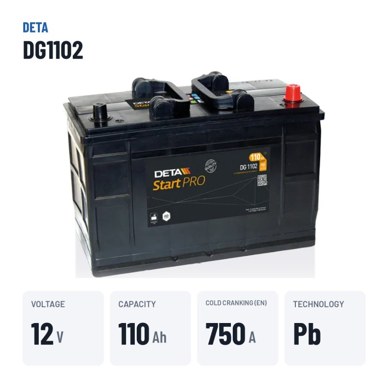 Truck battery Deta DG1102 12V 110Ah 750A – key specs