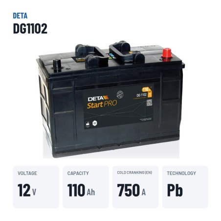 Truck battery Deta DG1102 12V 110Ah 750A – key specs