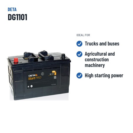 LKW-Batterie Deta DG1101 12V 110Ah 750A – empfohlene Einsatzbereiche