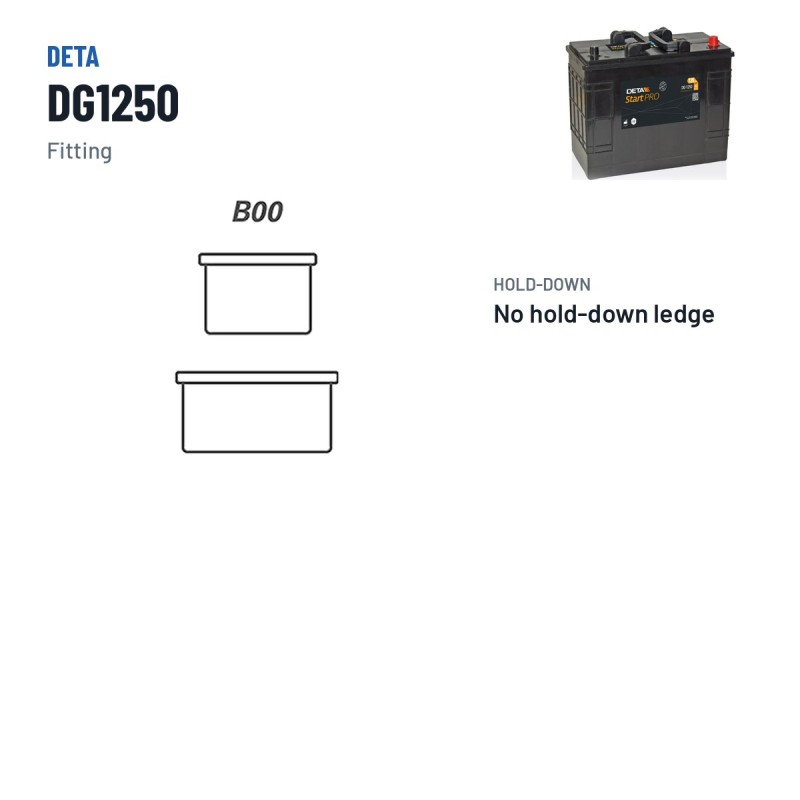 LKW-Batterie Deta DG1250 12V 125Ah 760A – Pole und Befestigung