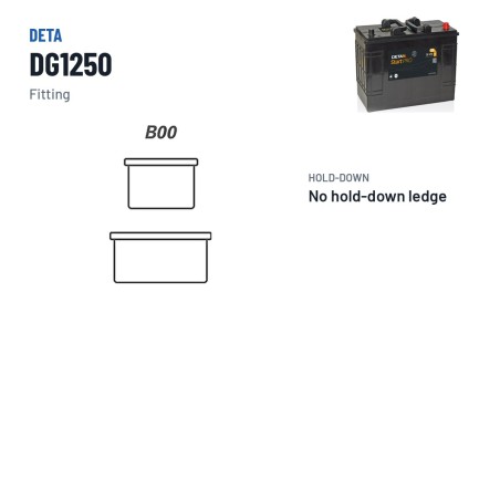 Truck battery Deta DG1250 12V 125Ah 760A – terminal and hold-down