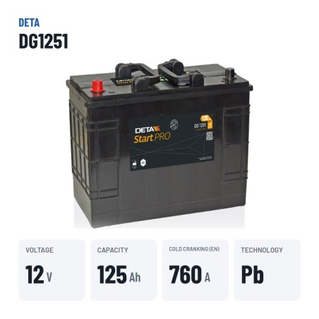 Batería de camión Deta DG1251 12V 125Ah 760A – datos clave