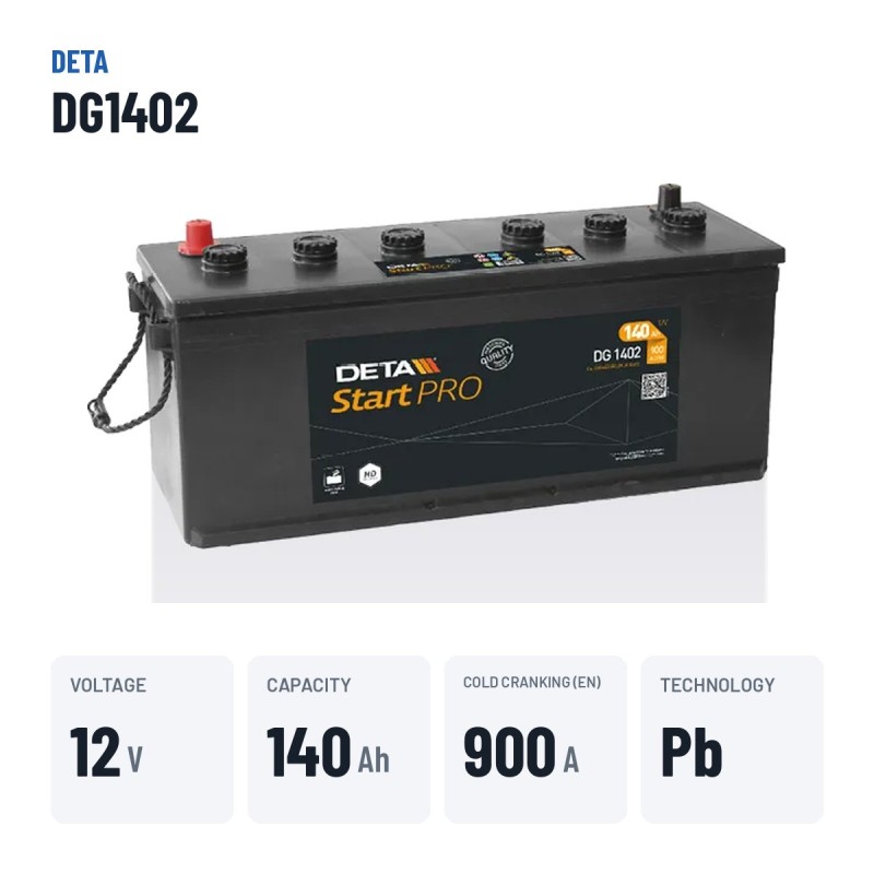 Truck battery Deta DG1402 12V 140Ah 900A – key specs