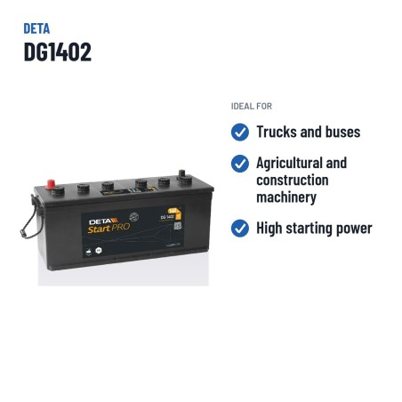 LKW-Batterie Deta DG1402 12V 140Ah 900A – empfohlene Einsatzbereiche