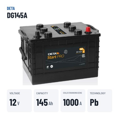 Batería de camión Deta DG145A 12V 145Ah 1000A – datos clave