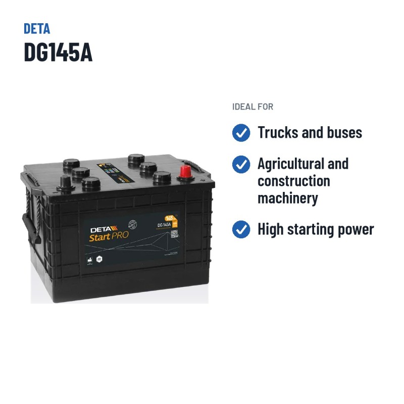 LKW-Batterie Deta DG145A 12V 145Ah 1000A – empfohlene Einsatzbereiche
