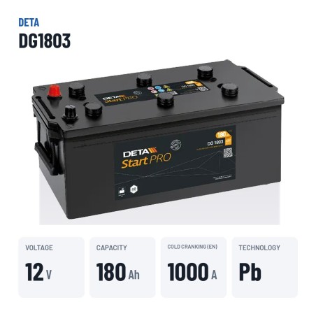 Batería de camión Deta DG1803 12V 180Ah 1000A – datos clave