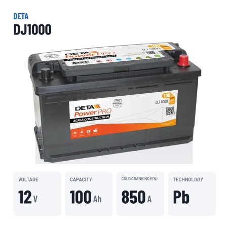 Batería de camión Deta DJ1000 12V 100Ah 850A – datos clave