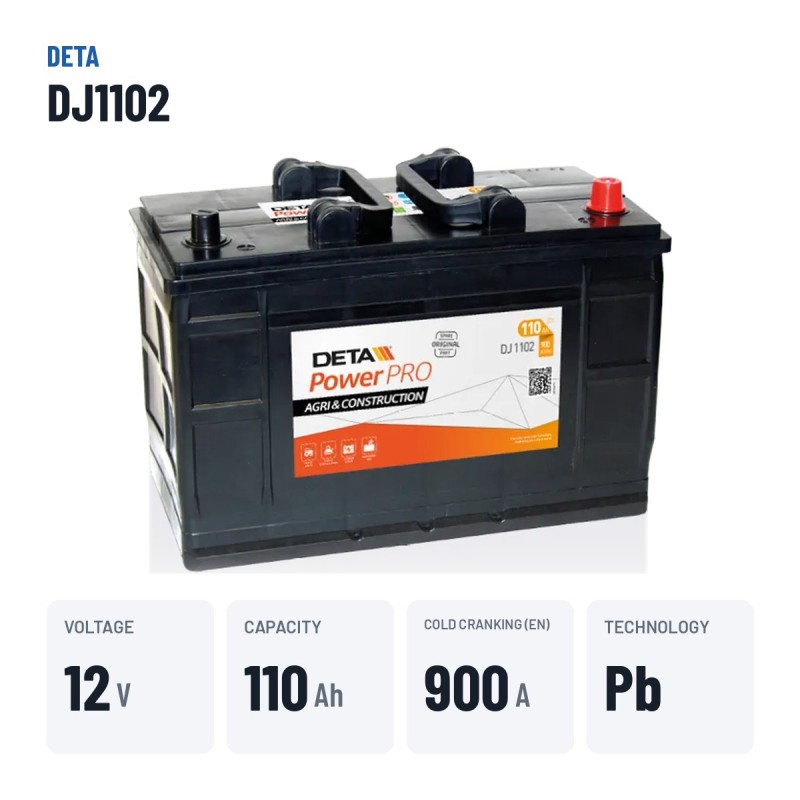 Batteria camion Deta DJ1102 12V 110Ah 900A – dati principali