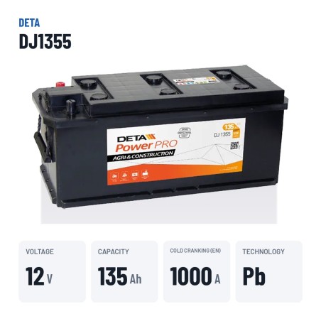 Batteria camion Deta DJ1355 12V 135Ah 1000A | baterias.com