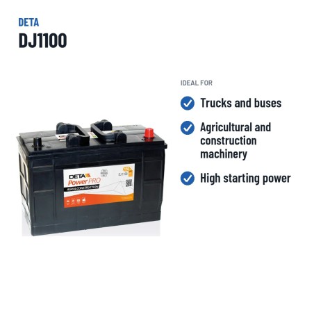 LKW-Batterie Deta DJ1100 12V 110Ah 900A – empfohlene Einsatzbereiche