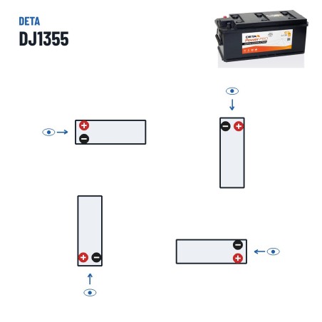 Bateria de camião Deta DJ1355 12V 135Ah 1000A | baterias.com