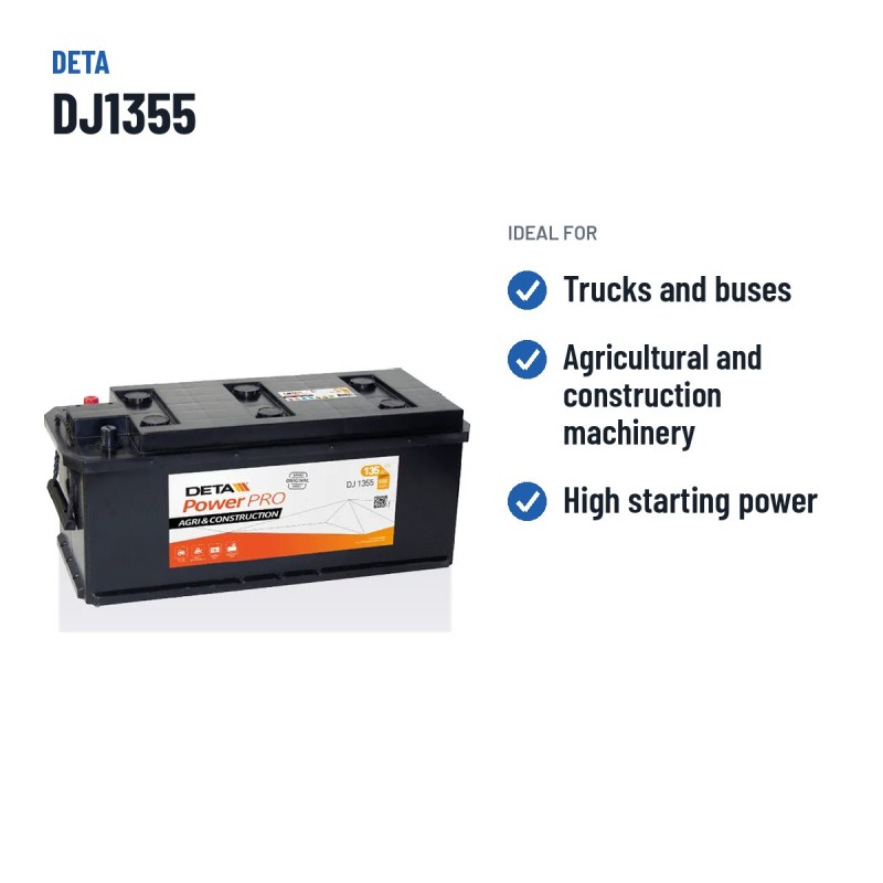 Batteria camion Deta DJ1355 12V 135Ah 1000A | baterias.com
