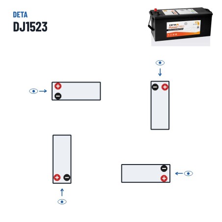 Batería de camión Deta DJ1523 12V 152Ah 1130A – polaridad (esquema 3)
