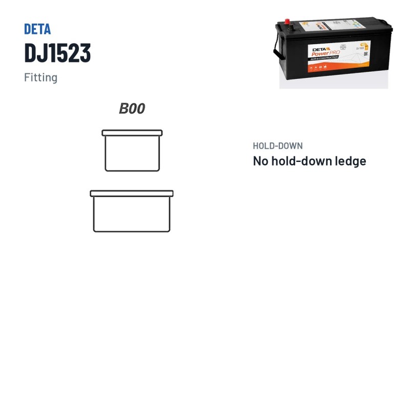 Batterie camion Deta DJ1523 12V 152Ah 1130A – bornes et fixation