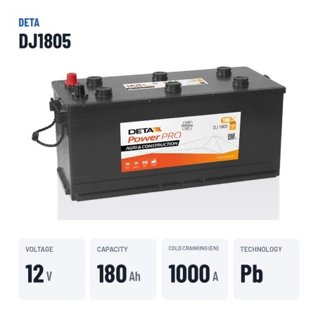 Batterie camion Deta DJ1805 12V 180Ah 1000A – caractéristiques clés