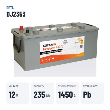 Truck battery Deta DJ2353 12V 235Ah 1450A – key specs