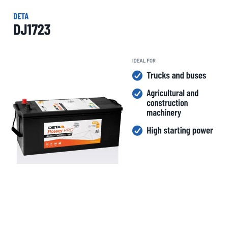 Batería de camión Deta DJ1723 12V 172Ah 1390A – usos recomendados