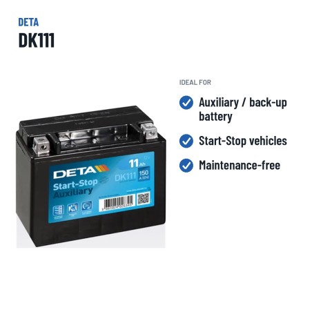 Batería auxiliar Deta DK111 12V 11Ah 150A AGM – usos recomendados