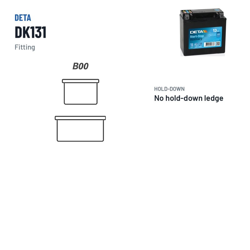 Batería auxiliar Deta DK131 12V 13Ah 200A AGM – borne y sujeción