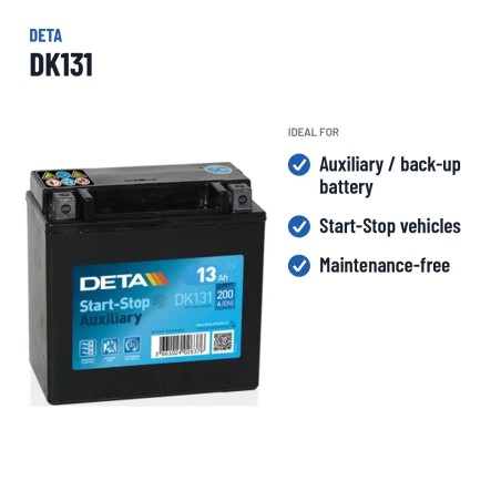 Auxiliary battery Deta DK131 12V 13Ah 200A AGM – recommended uses