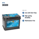 Batteria Start-Stop Deta DK600 12V 60Ah 680A AGM | baterias.com