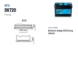 Bateria Start-Stop Deta DK720 12V 72Ah 760A AGM – terminal e fixação