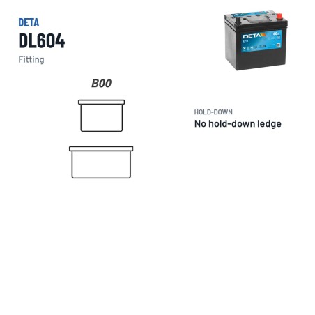 Batterie Start-Stop Deta DL604 12V 60Ah 520A EFB – bornes et fixation