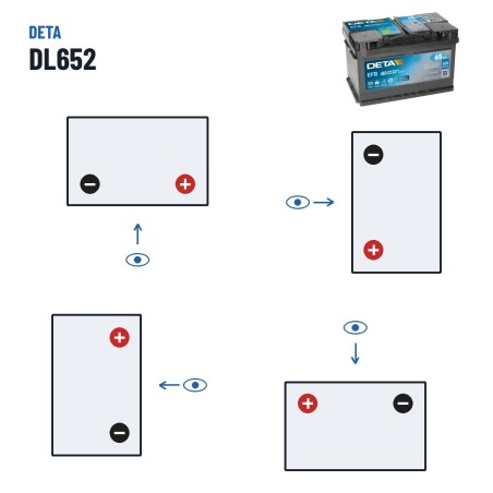 Batería Start-Stop Deta DL652 12V 65Ah 650A EFB – polaridad (esquema 0, + derecha)