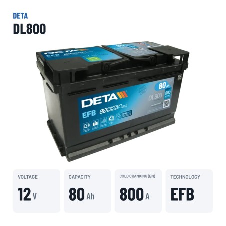 Bateria Start-Stop Deta DL800 12V 80Ah 800A EFB | baterias.com