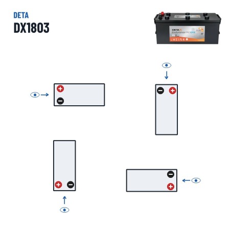LKW-Batterie Deta DX1803 12V 180Ah 1000A EFB | baterias.com