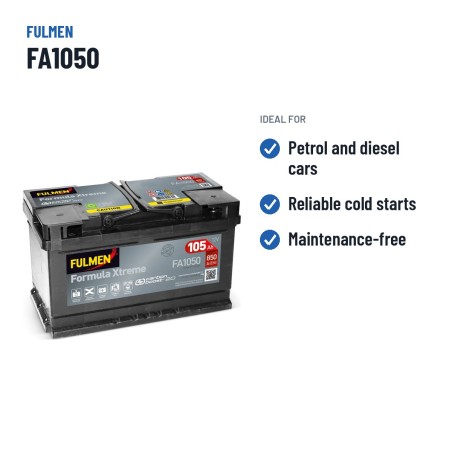 Batería de coche Fulmen FA1050 12V 105Ah 850A – usos recomendados