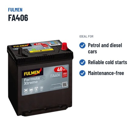 Batterie voiture Fulmen FA406 12V 40Ah 350A – utilisations recommandées