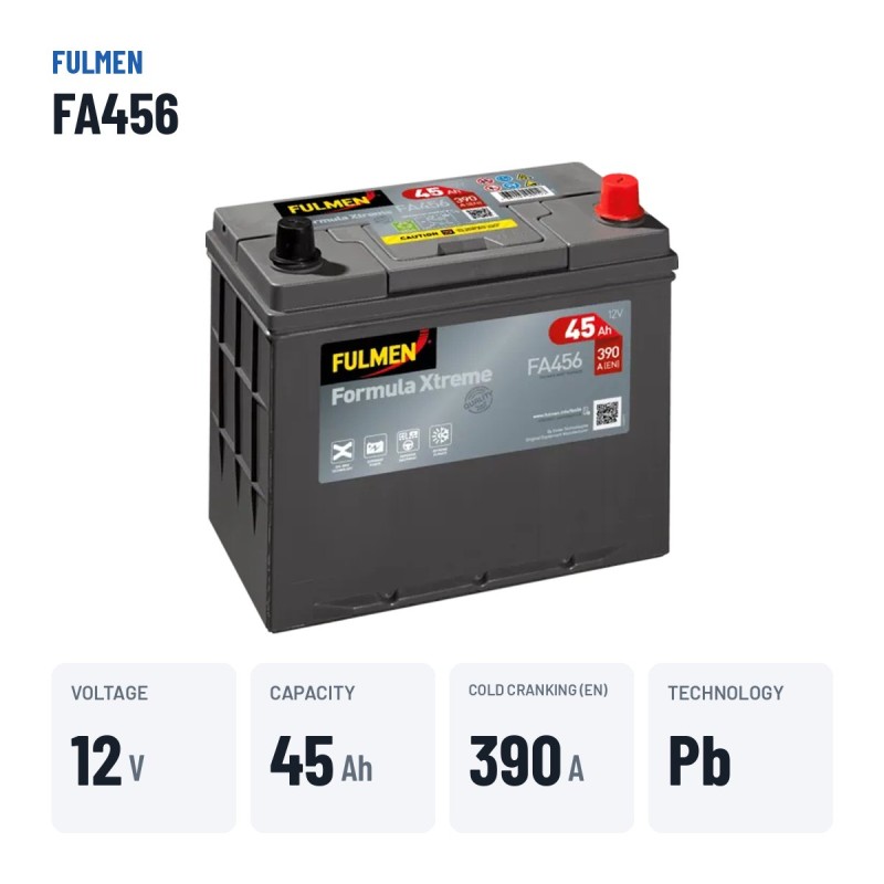 Batteria auto Fulmen FA456 12V 45Ah 390A – dati principali