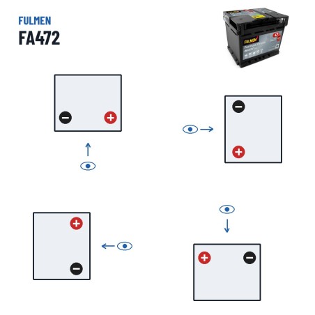 Batería de coche Fulmen FA472 12V 47Ah 450A – polaridad (esquema 0, + derecha)
