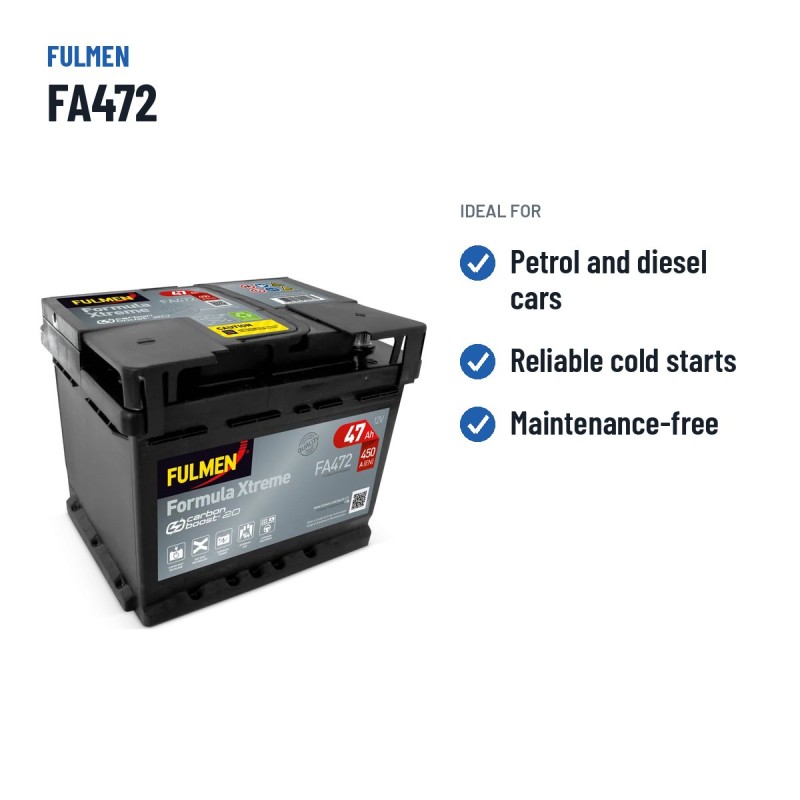 Batería de coche Fulmen FA472 12V 47Ah 450A – usos recomendados