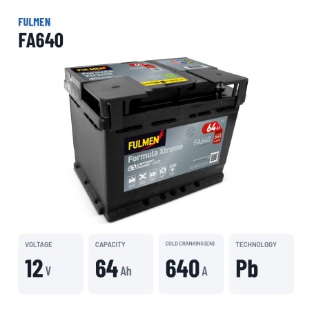 Bateria de carro Fulmen FA640 12V 64Ah 640A – dados principais
