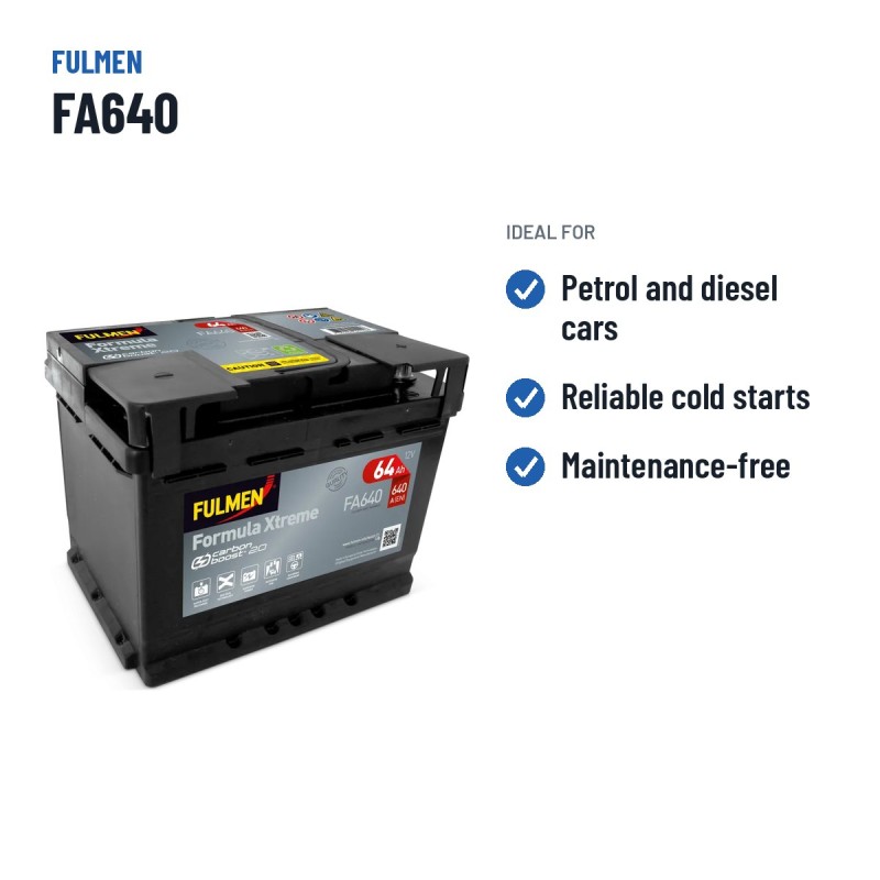 Bateria de carro Fulmen FA640 12V 64Ah 640A – utilizações recomendadas