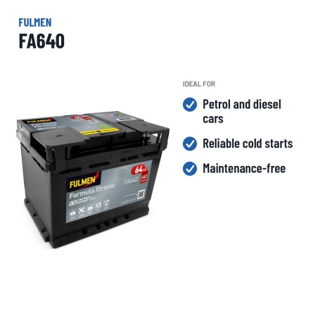 Bateria de carro Fulmen FA640 12V 64Ah 640A – utilizações recomendadas
