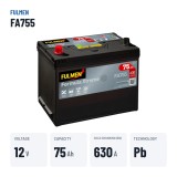 Car battery Fulmen FA755 12V 75Ah 630A – key specs