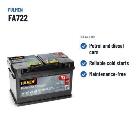 Batteria auto Fulmen FA722 12V 72Ah 720A – usi consigliati
