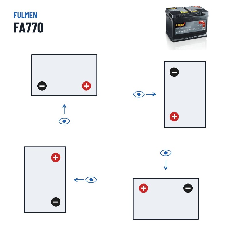 Bateria de carro Fulmen FA770 12V 77Ah 760A | baterias.com
