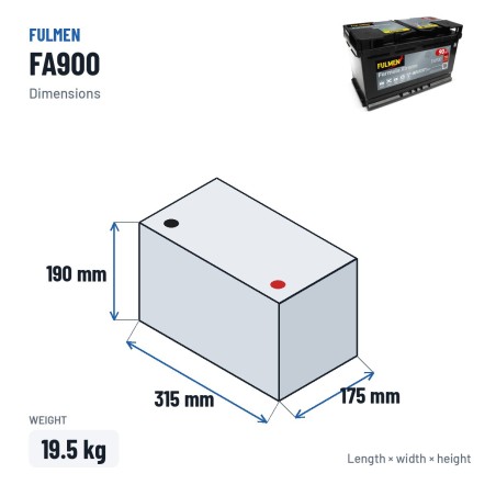 Car battery Fulmen FA900 12V 90Ah 720A | baterias.com