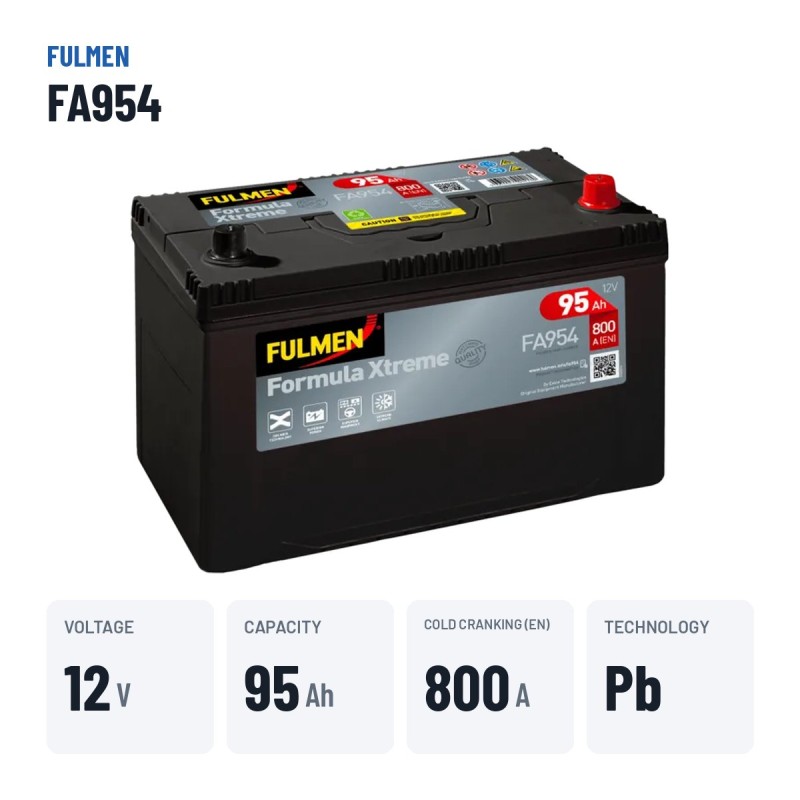 Bateria de carro Fulmen FA954 12V 95Ah 800A | baterias.com