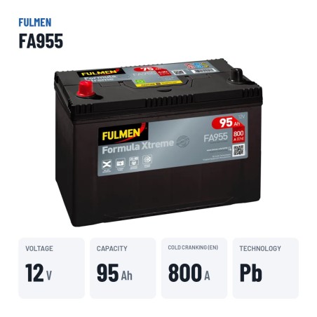 Bateria de carro Fulmen FA955 12V 95Ah 800A – dados principais