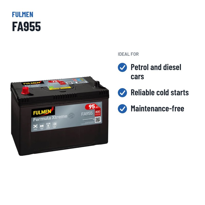 Bateria de carro Fulmen FA955 12V 95Ah 800A – utilizações recomendadas